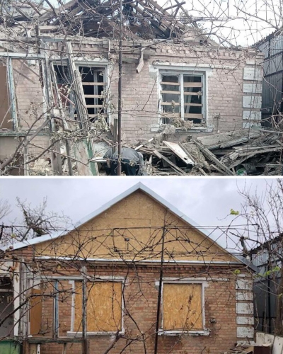 У Нікополі триває відновлення будинків, які було пошкоджено внаслідок ворожих обстрілів