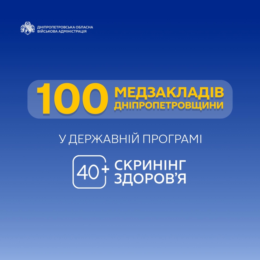 Вже 100 медзакладів нашої області &ndash; в державній програмі &laquo;Скринінг здоров&rsquo;я 40+&raquo;